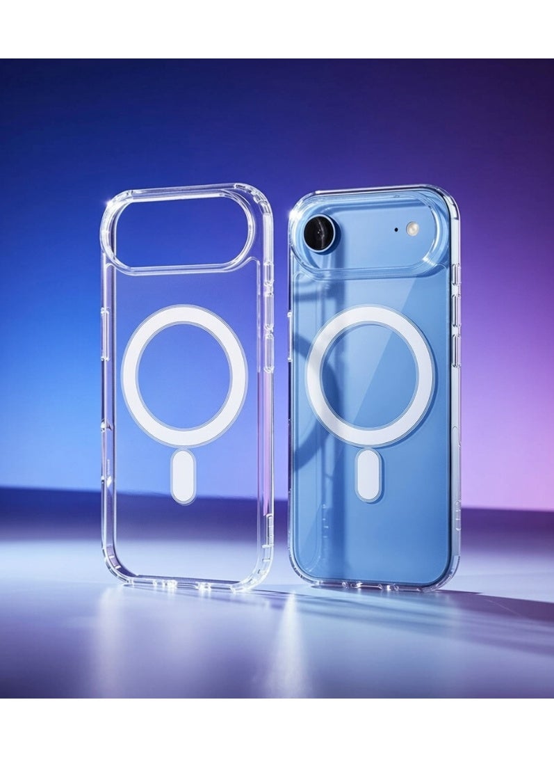 جراب حماية شفاف لهاتف آيفون 17 إير، يدعم الشحن اللاسلكي بتقنية ماج سيف، مقاوم للخدوش والصدمات، مناسب لهاتف آيفون 17 إير مقاس 6.6 بوصة. - Image 1